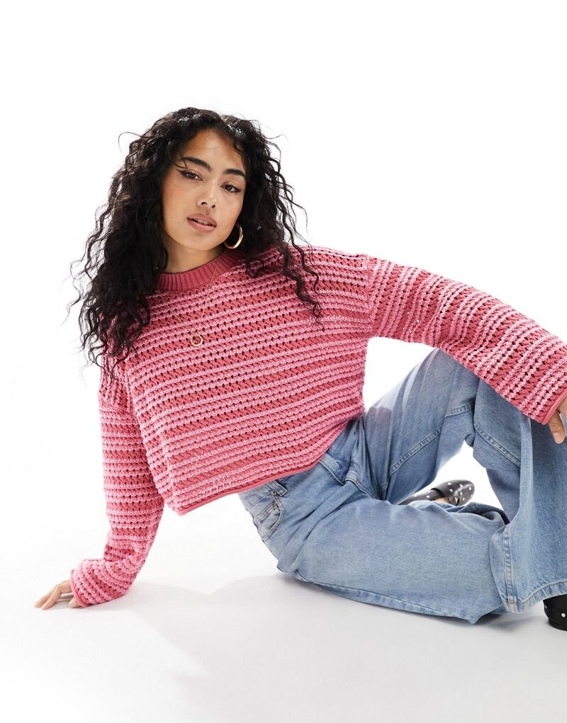 

Укороченный полосатый свитер с круглым вырезом ASOS DESIGN