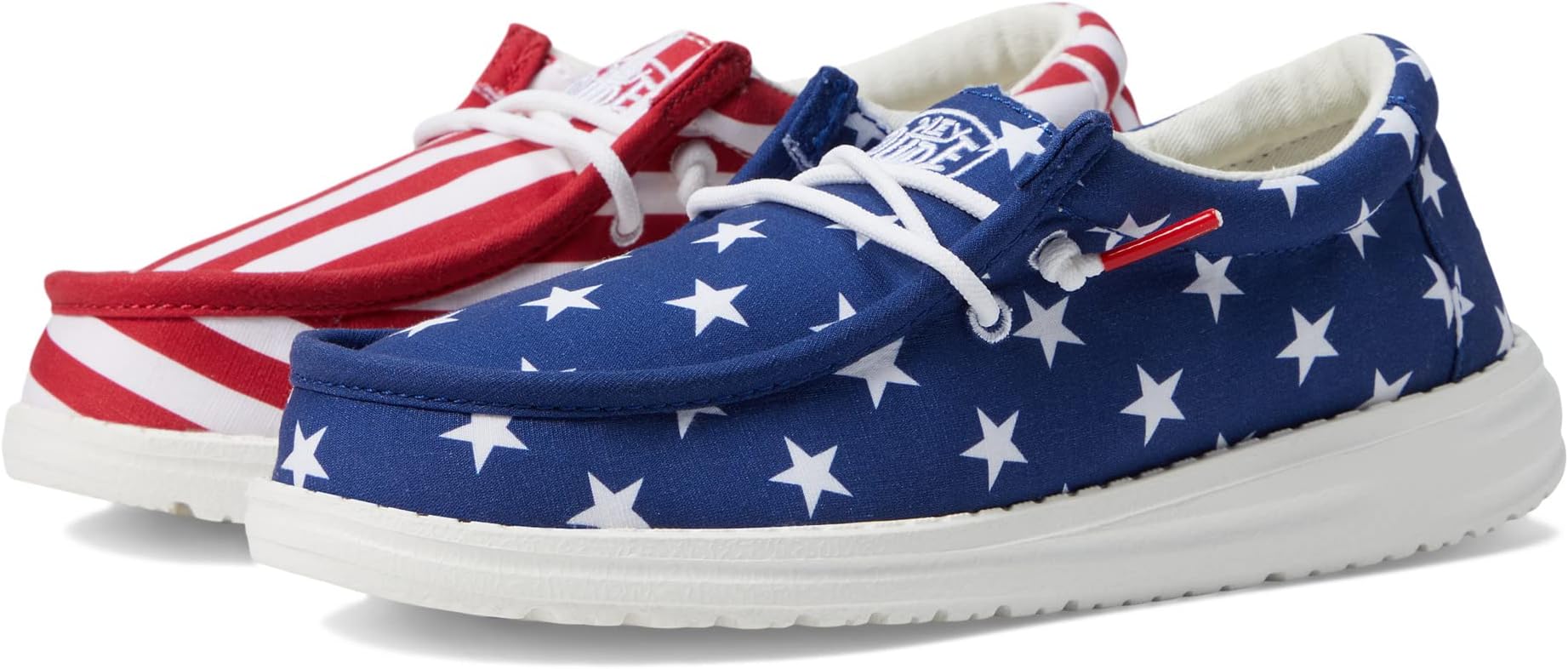 let s go branson american biker usa flag t shirt men clothing Кроссовки Wally Patriotic Slip-On Casual Shoes Hey Dude, цвет American Flag
