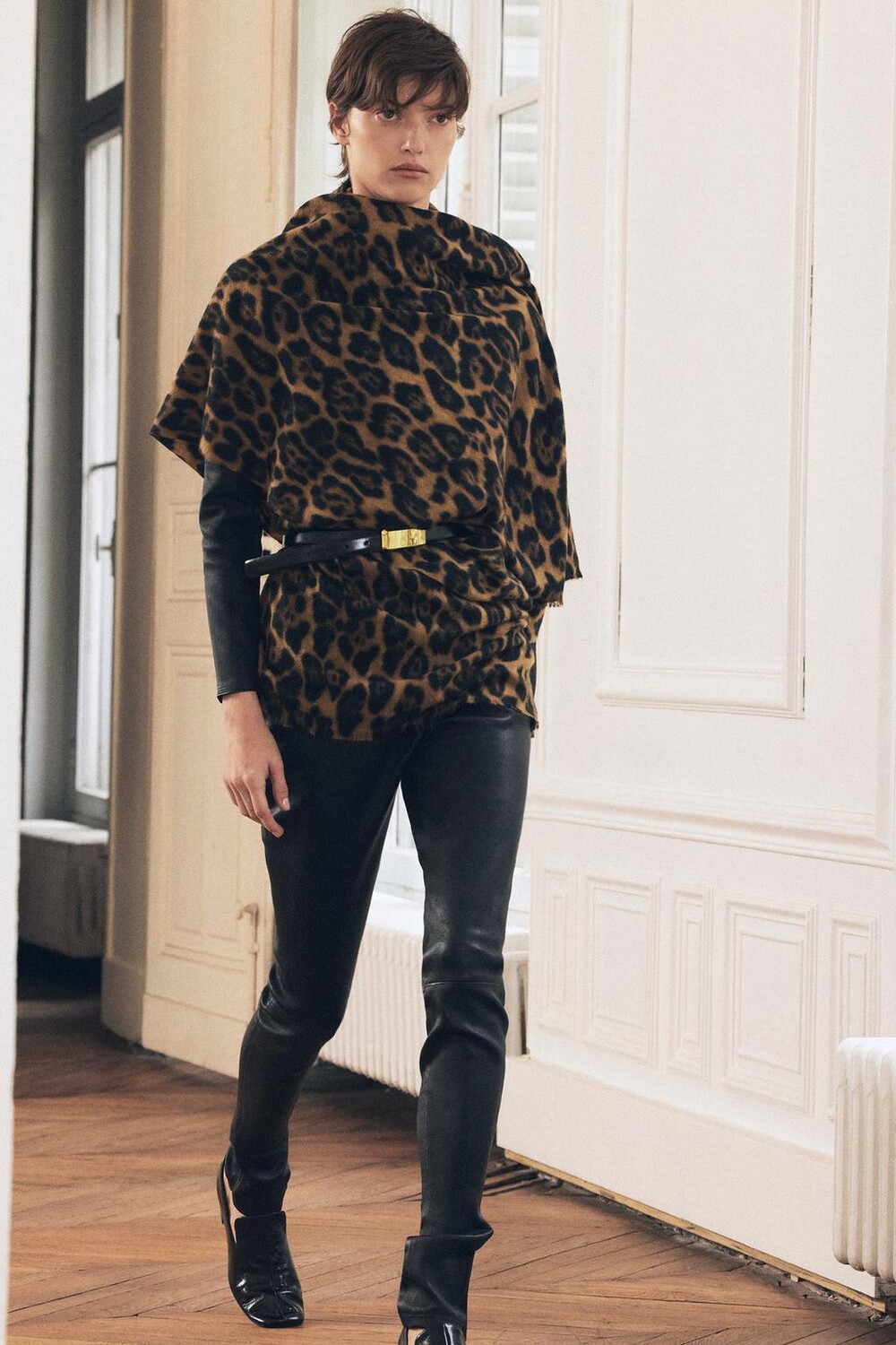 Шарф с животным принтом ZARA, цвет leopard