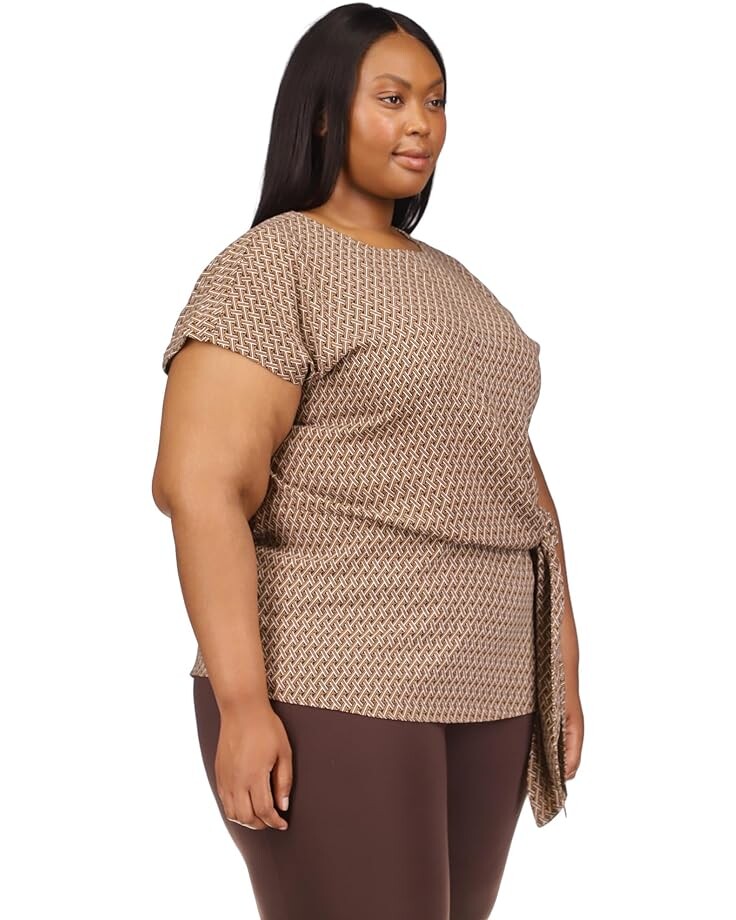 

Блуза Michael Kors Plus Size Geo Tie Blouse, цвет Dark Camel