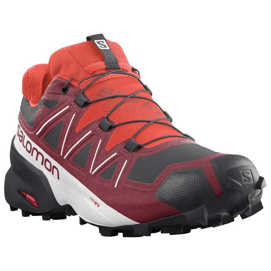 Trail red. Salomon Cross 5. Кроссовки для трейлраннинга женские.