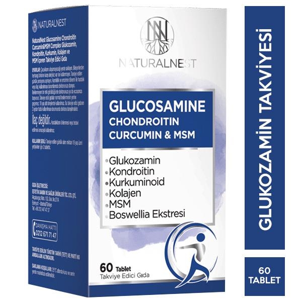 NaturalNest Глюкозамин Хондроитин Куркумин МСМ 60 Таблетка