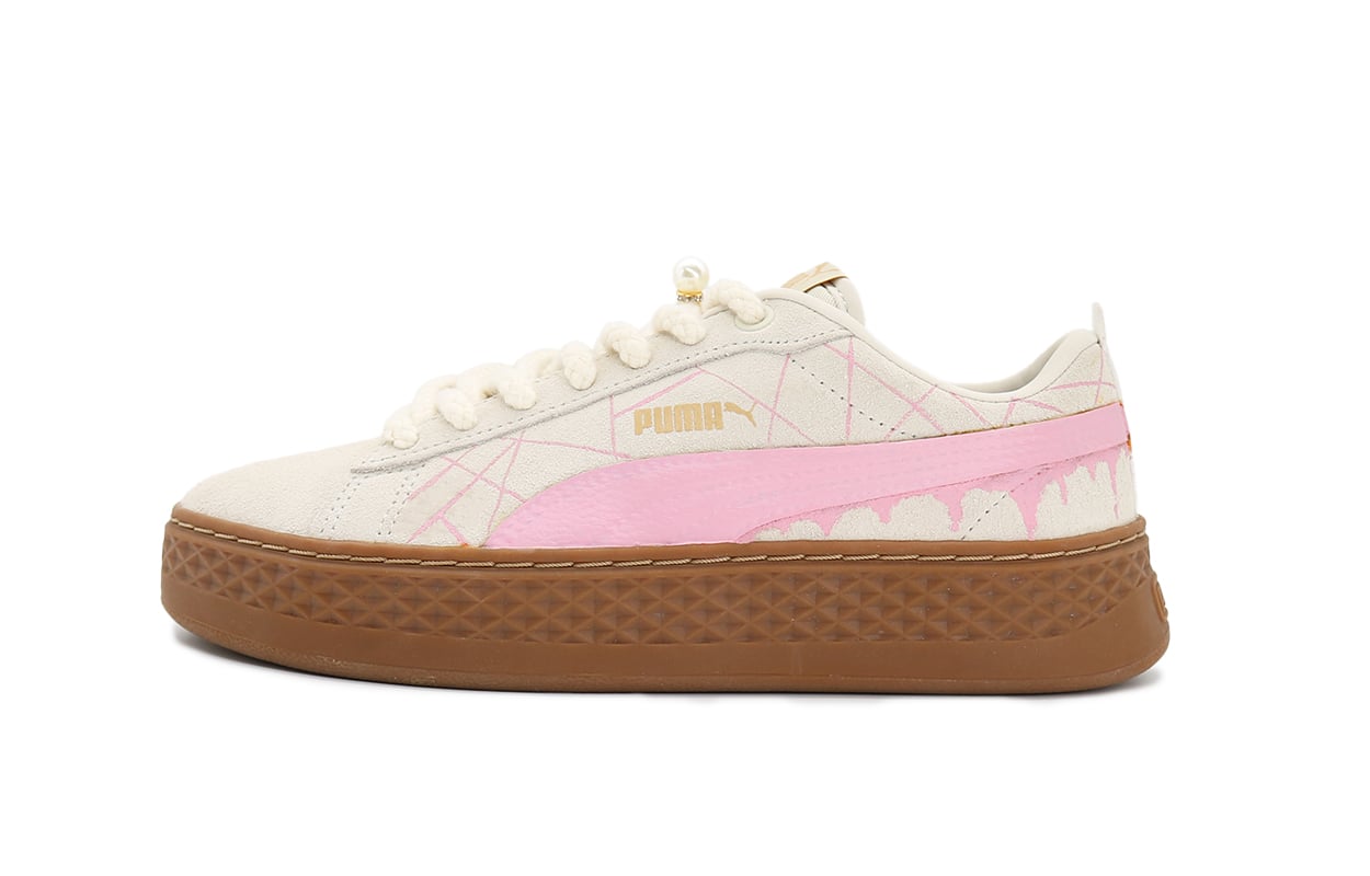 

Кроссовки Puma Smash Platform Skateboarding Shoes Women's Low-top Beige/pink/brown, бежевый