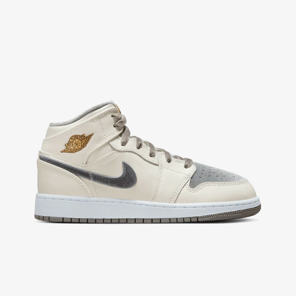 

Кроссовки 1 Mid SE 'Grey Velvet Toe' (GS) Jordan, серый