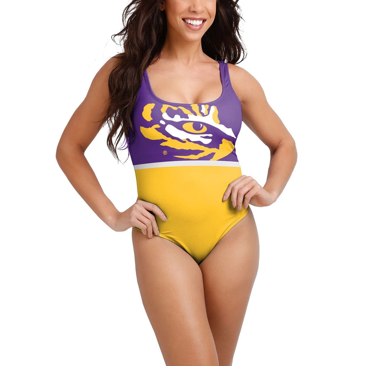 

Женский цельный купальный костюм FOCO Purple LSU Tigers