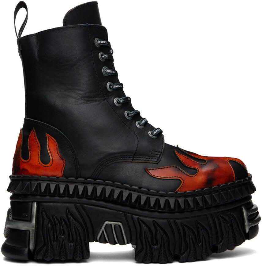 

Черные боевые ботинки Flame New Rock Edition Vetements, цвет Black/Orange