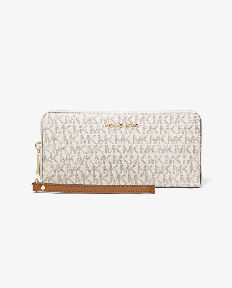 

Большой женский кошелек цвета экрю с логотипами Michael Michael Kors