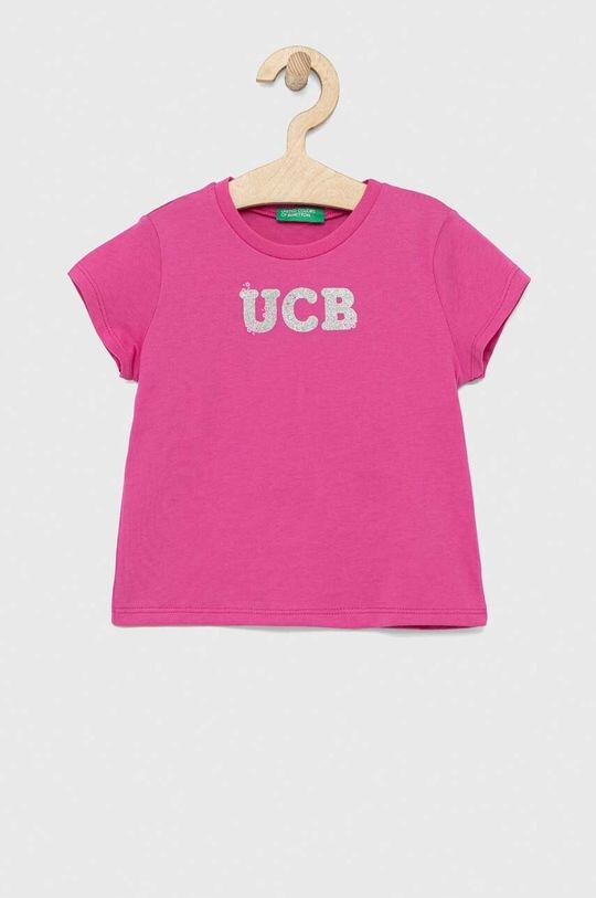 

Детская хлопковая футболка United Colors of Benetton, фиолетовый
