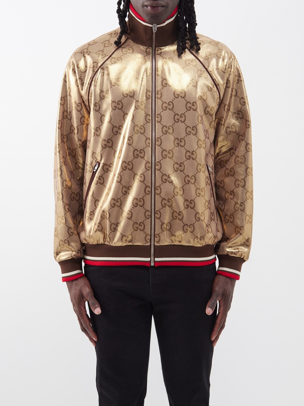 

Спортивная куртка из жаккардового джерси с узором gg Gucci, золото