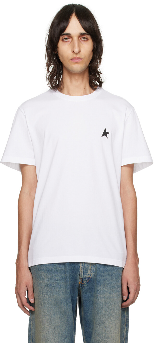 

Белая футболка с принтом Golden Goose, цвет Optic white/Black