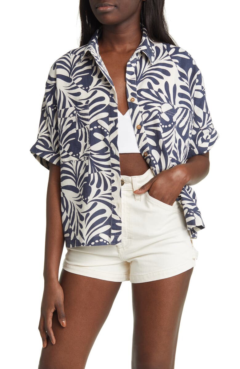 

Укороченная хлопковая рубашка с абстрактным принтом Afterglow RIP CURL