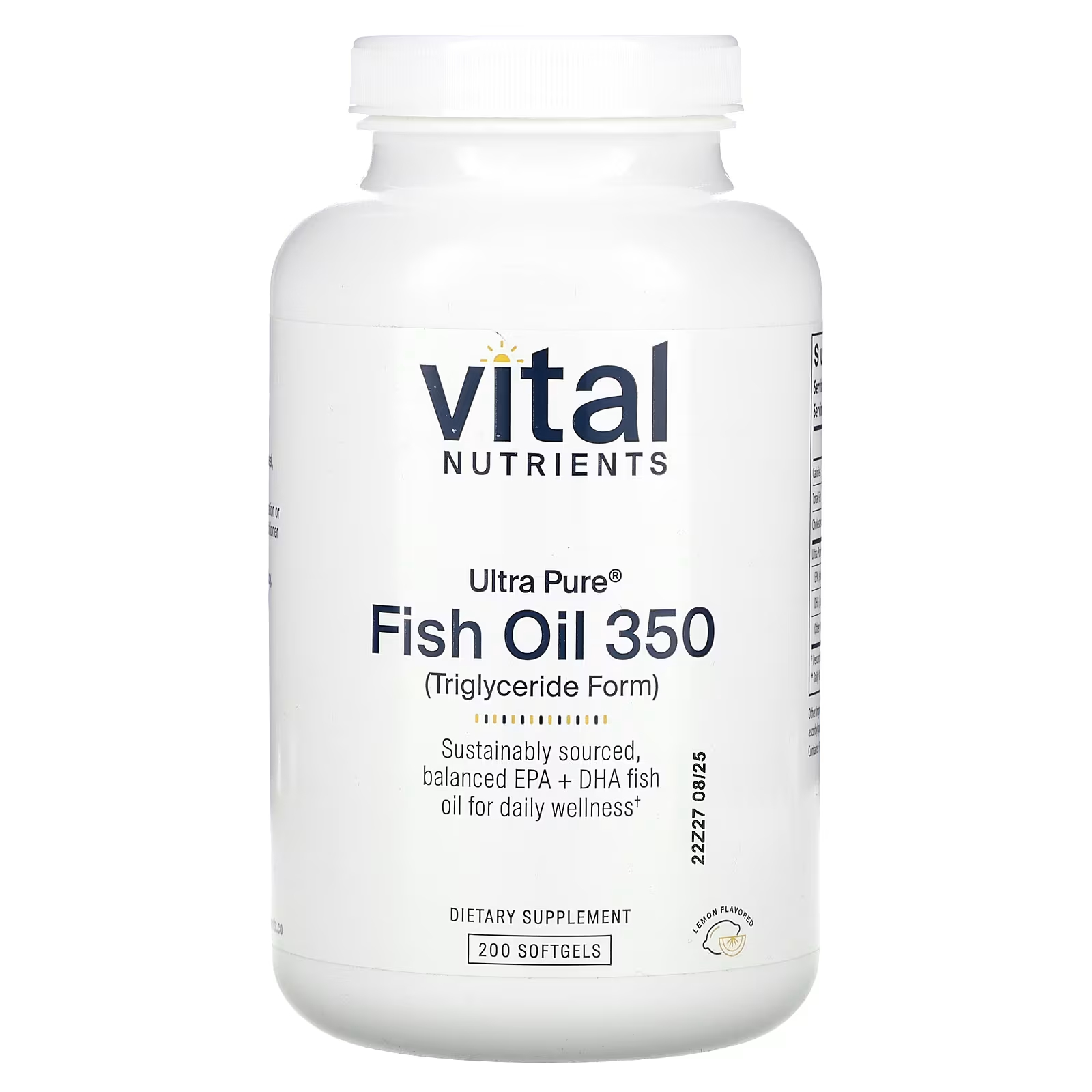 Пищевая добавка Vital Nutrients Ultra Pure Fish Oil 350 лимон, 200 мягких таблеток
