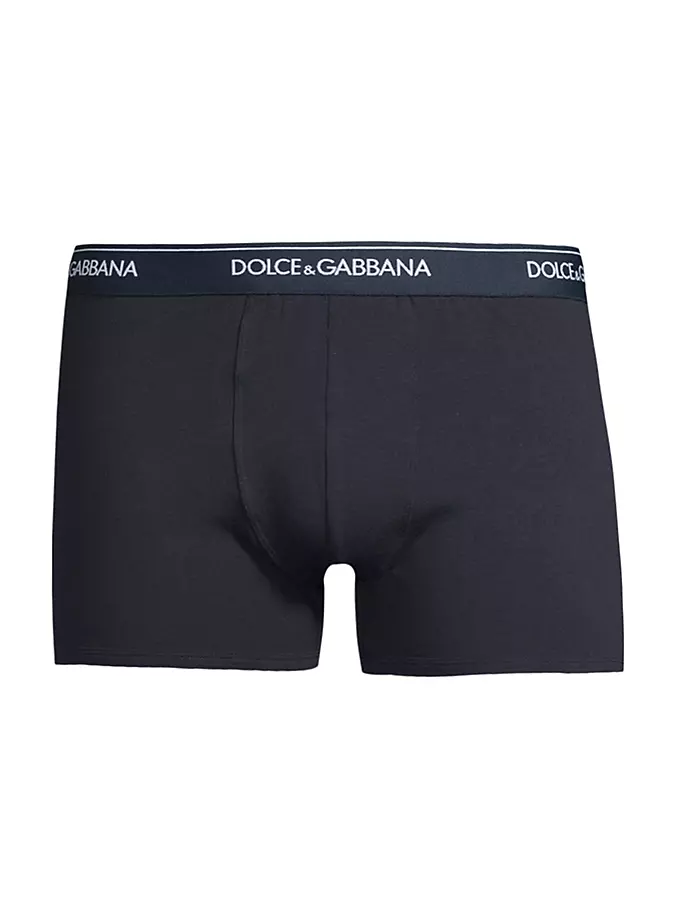 

Две пары боксеров из эластичного хлопка с поясом с логотипом Dolce&Gabbana, темно-синий