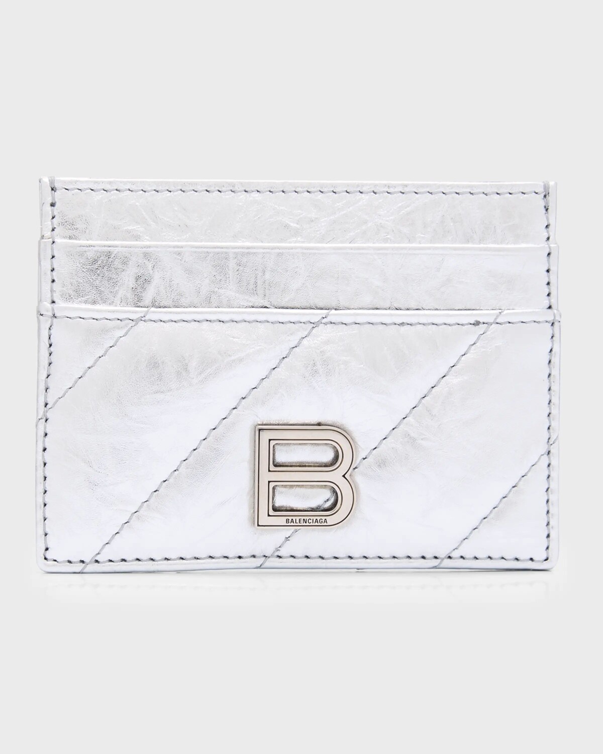 

Визитница Crush Металлизированная Стеганая Balenciaga, цвет 8110 Silver