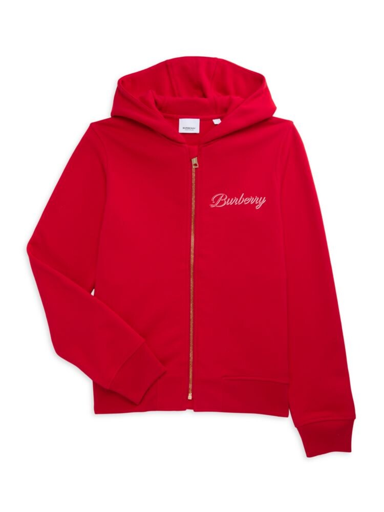 

Толстовка на молнии с логотипом для маленьких девочек и девочек Burberry, цвет Bright Red
