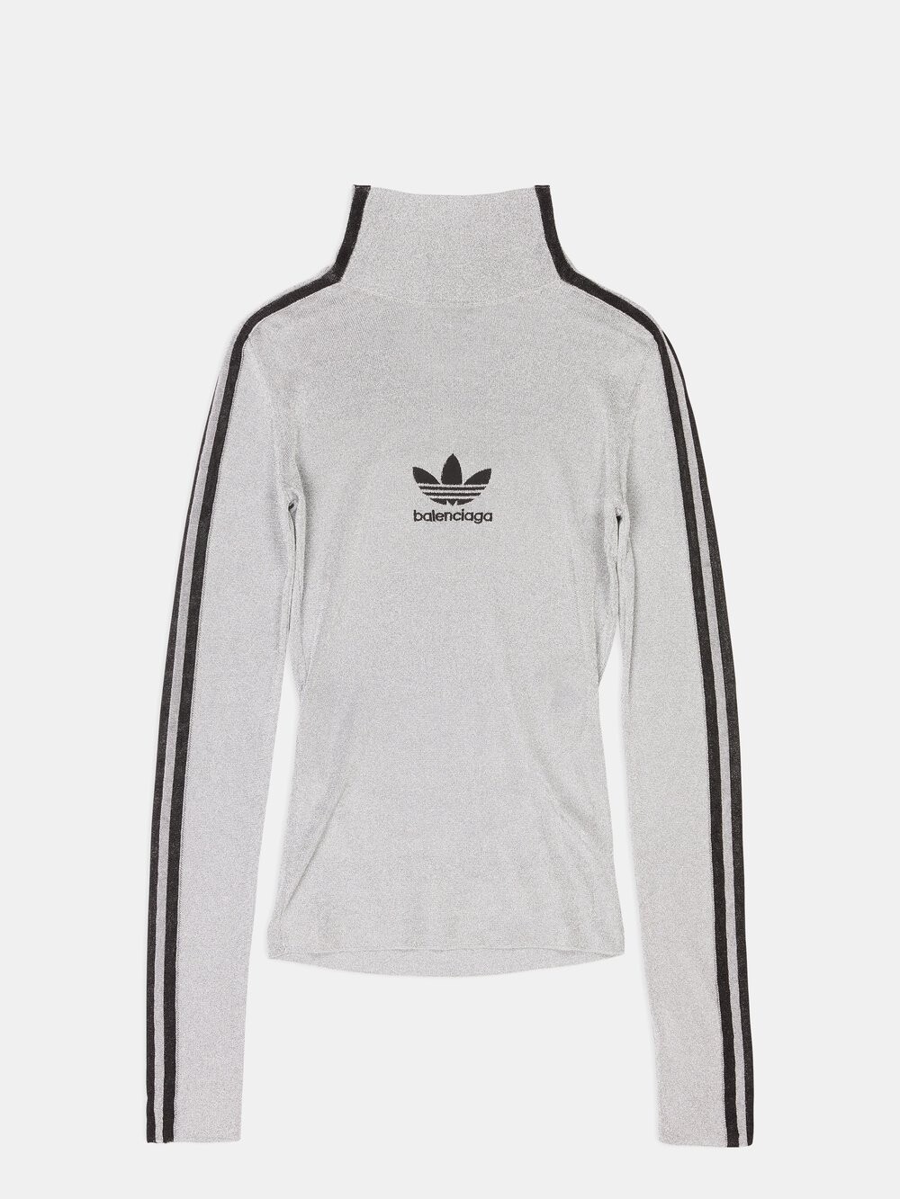 

Свитер из коллекции adidas с высоким воротником и люрексом с логотипом Balenciaga, серебряный, Серый