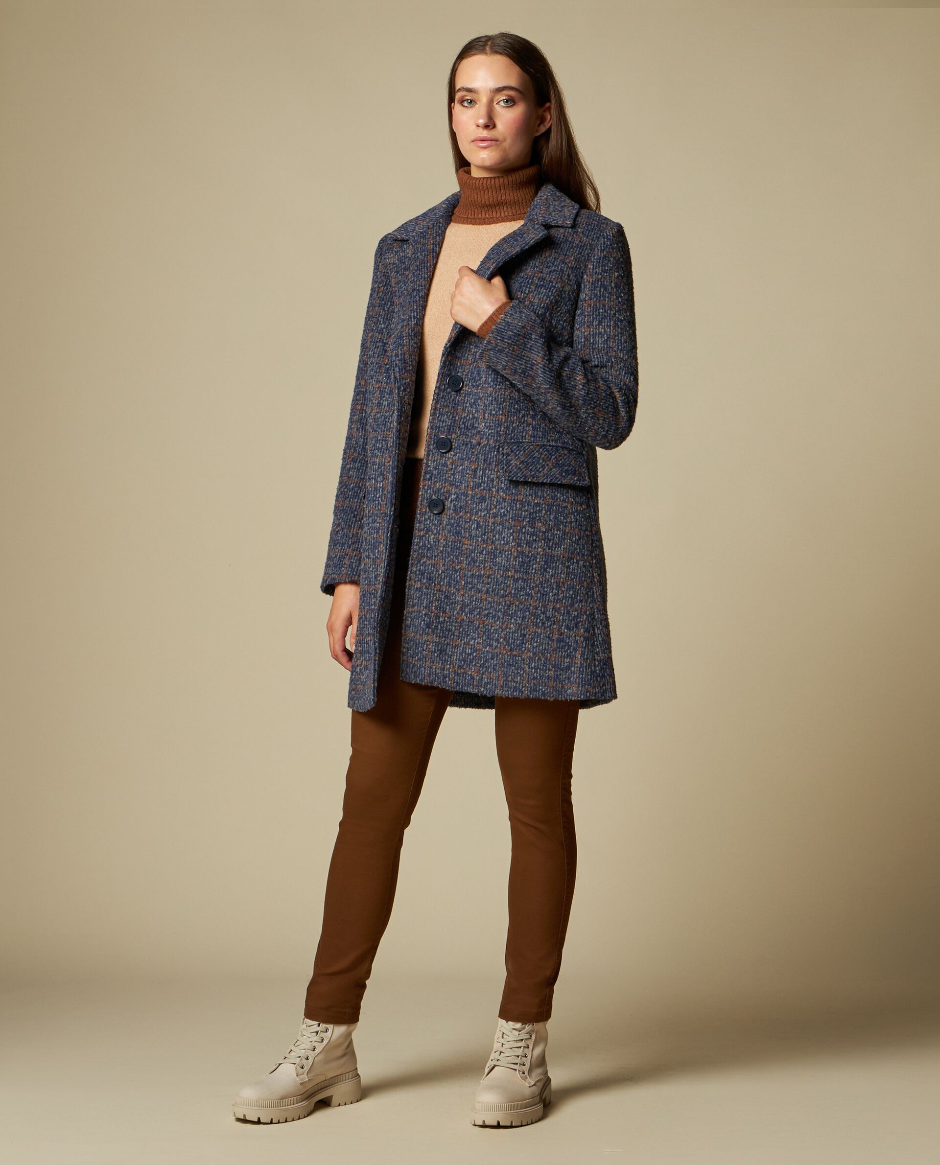 Женское пальто из смесовой шерсти NICE&CHIC, темно-синий