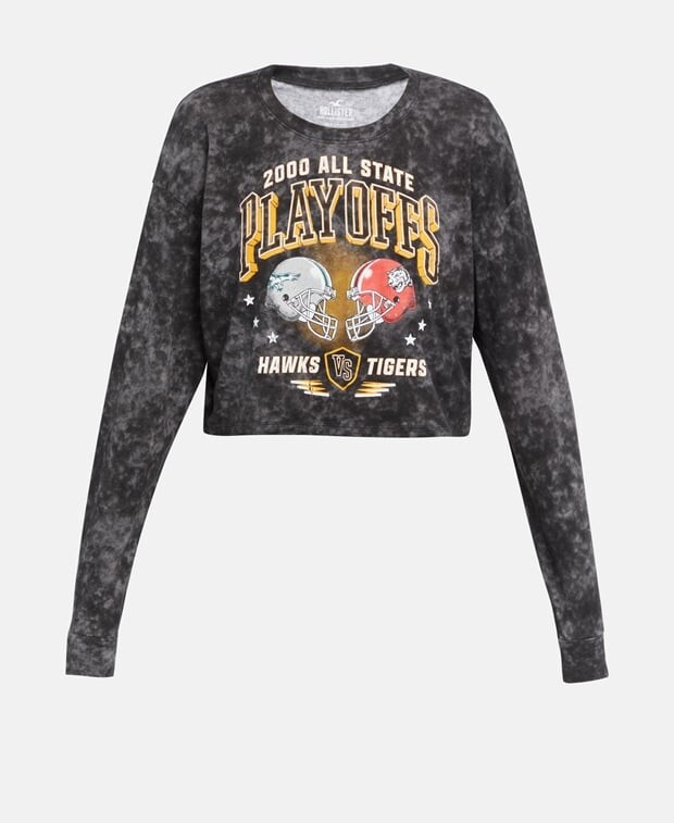 

Топ с длинными рукавами Hollister, черный