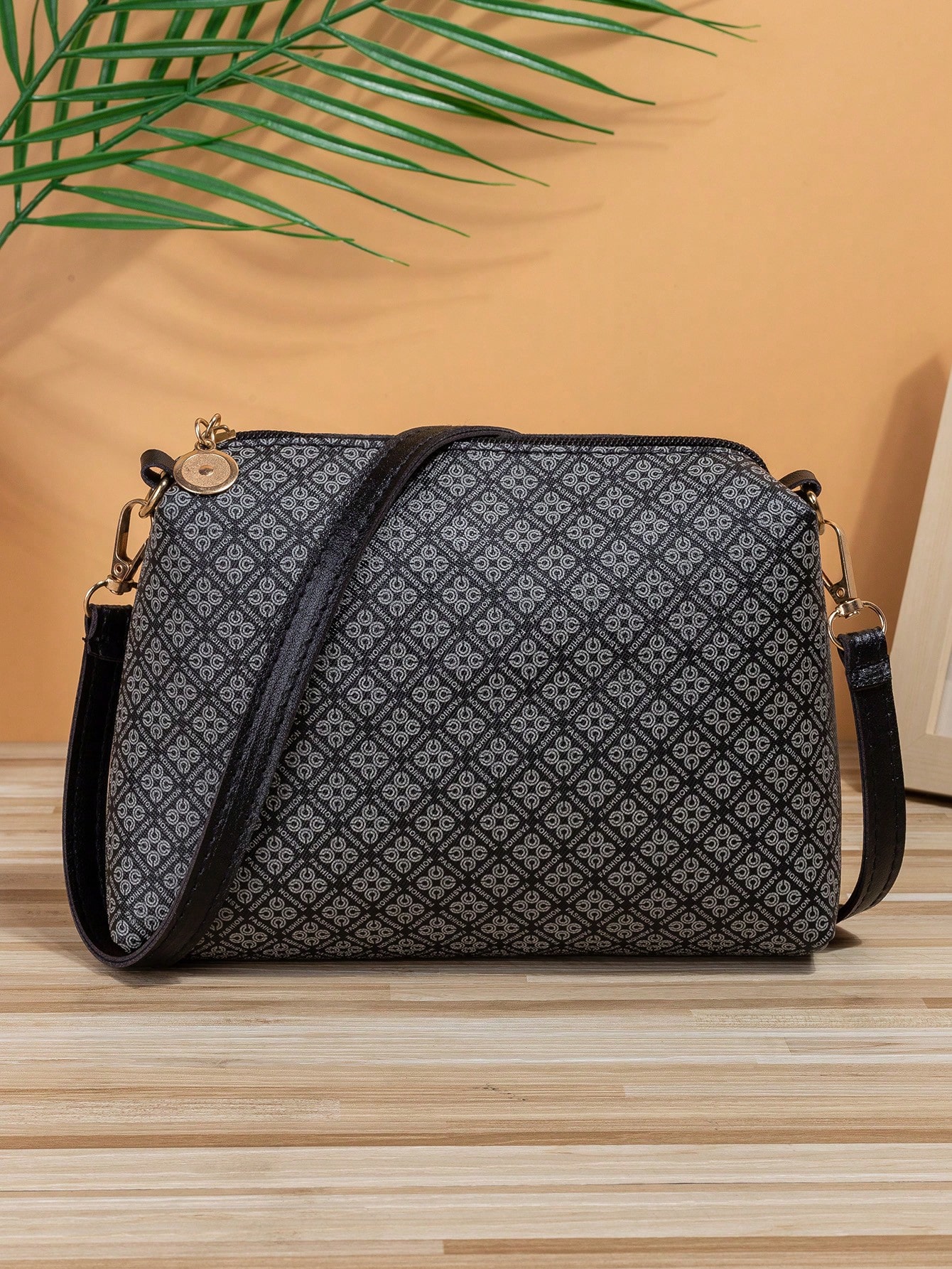 модельное агенство fashion style Маленькая квадратная сумка с геометрическим узором, черный