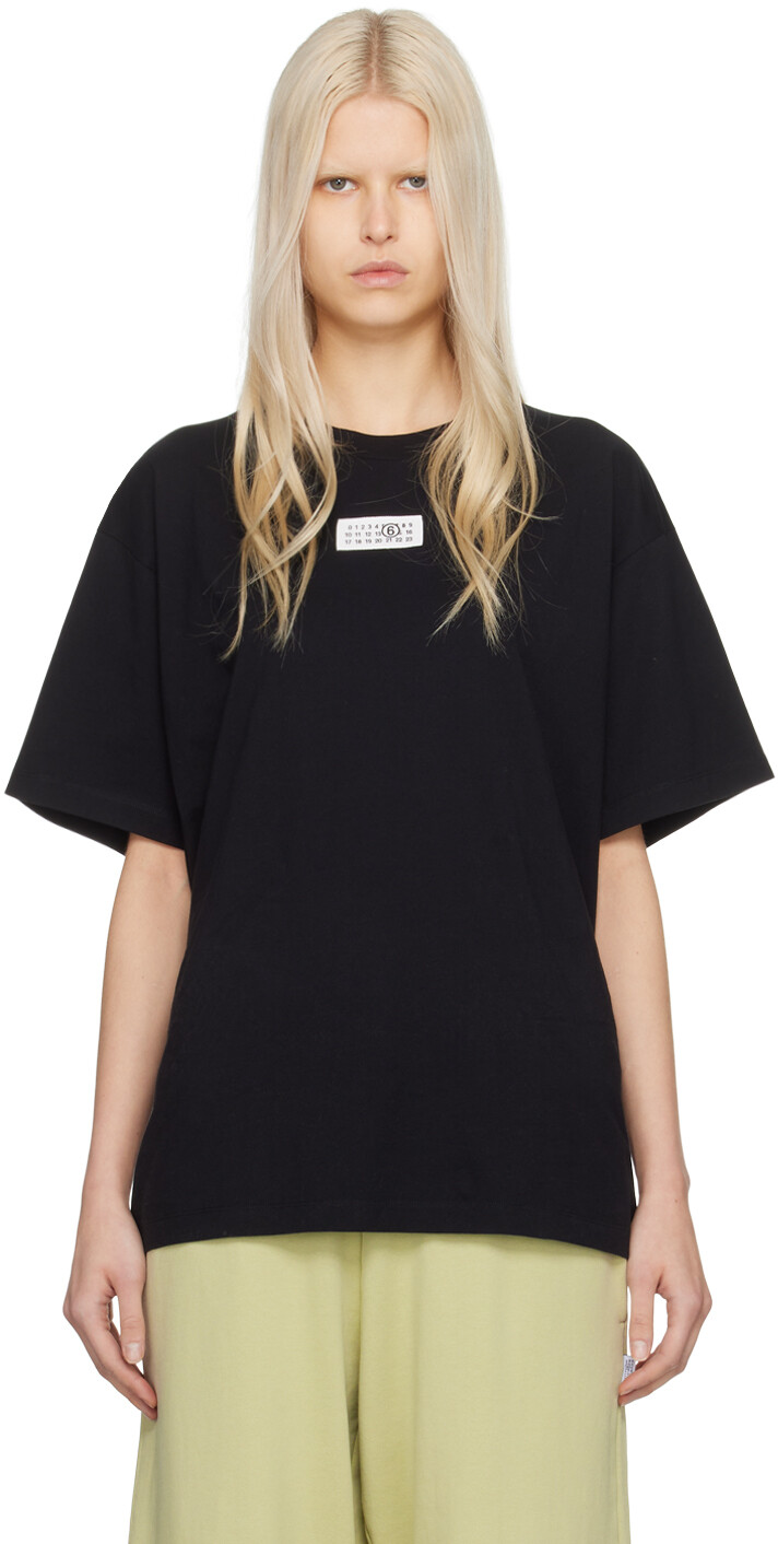 

Черная футболка с нашивками Mm6 Maison Margiela