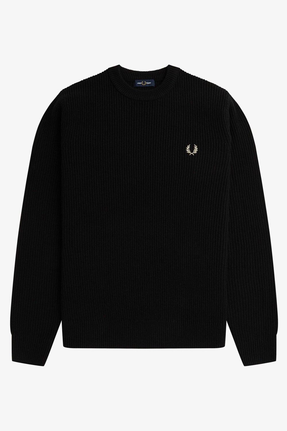 

Текстурированный джемпер из овечьей шерсти с круглым вырезом Fred Perry, черный