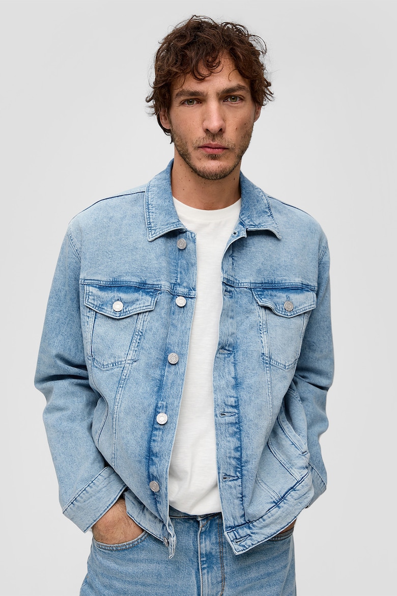 Джинсовая куртка с карманами S Oliver, синий джинсовая рубашка с вшитыми карманами q s by s oliver черный