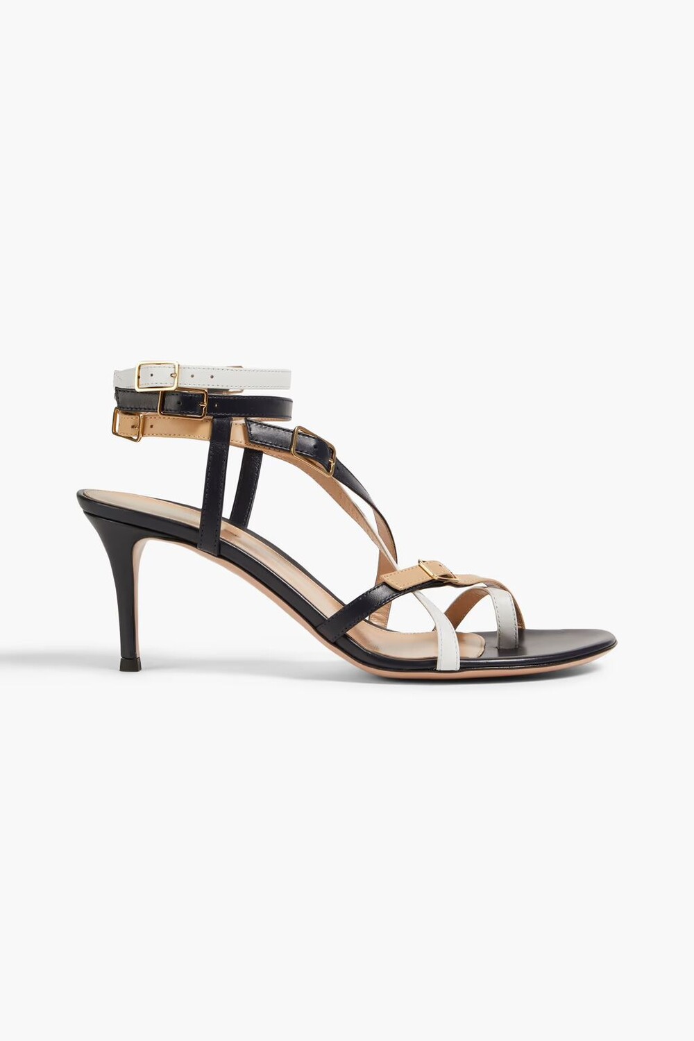 

Босоножки Cassandra из кожи в стиле колор-блок с пряжками Gianvito Rossi, черный
