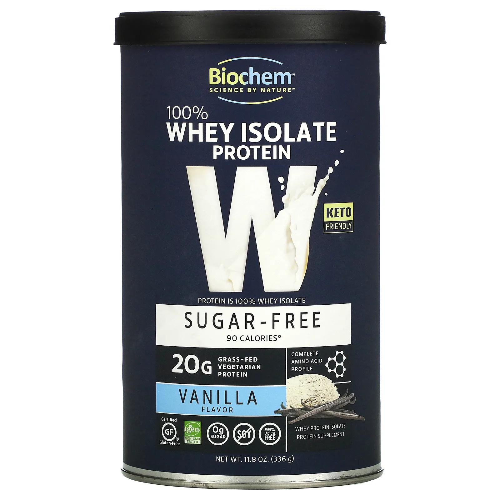 Biochem 100% Whey Protein Sugar Free Vanilla 11.8 oz (336 g) biochem 100% whey isolate protein sugar free chocolate flavor 12 5 oz 355 g
