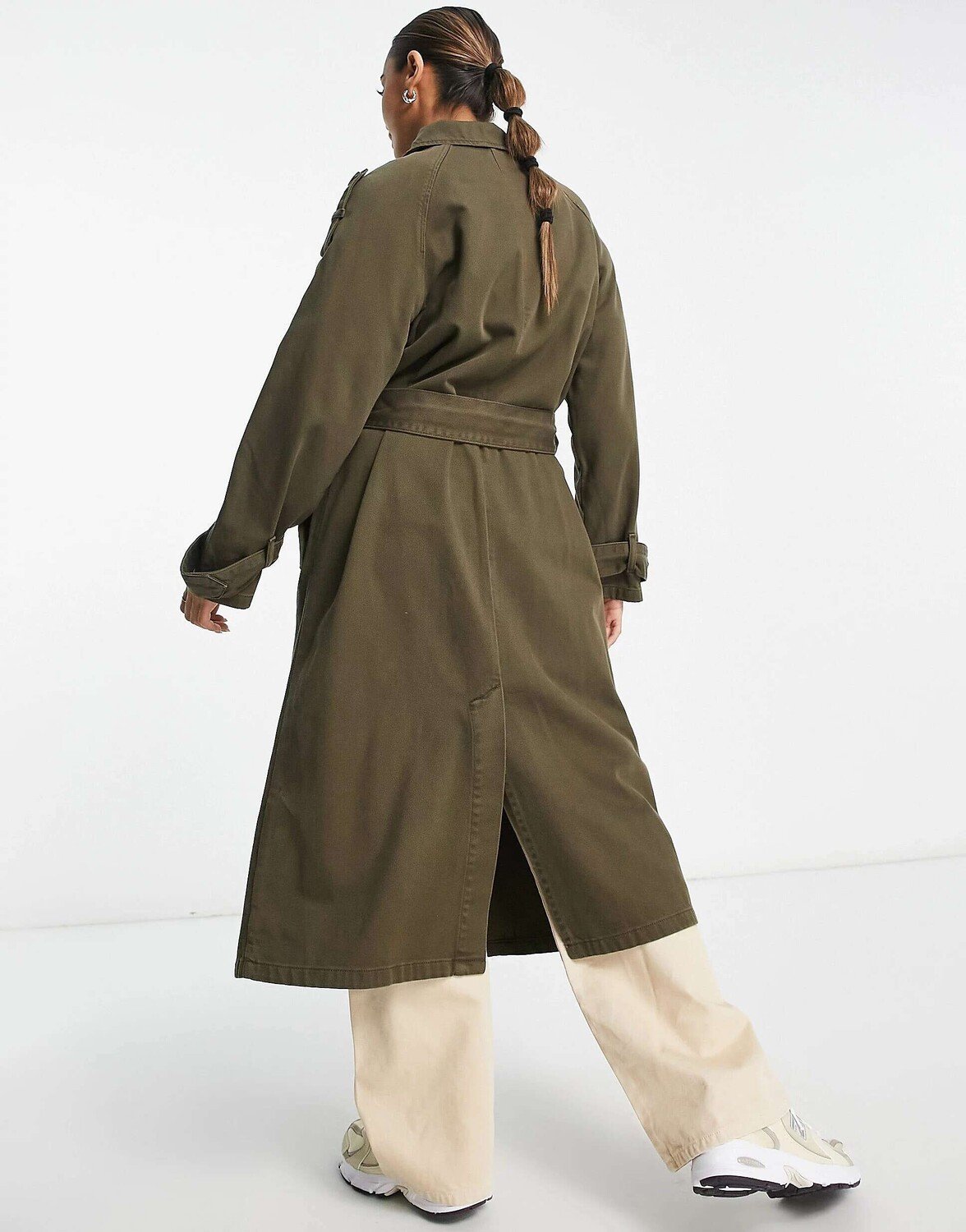 

Пальто цвета хаки из стираного хлопка ASOS