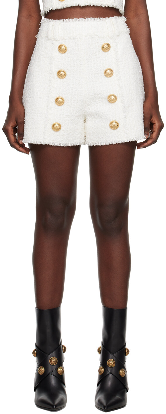 

Balmain Белые шорты с бахромой