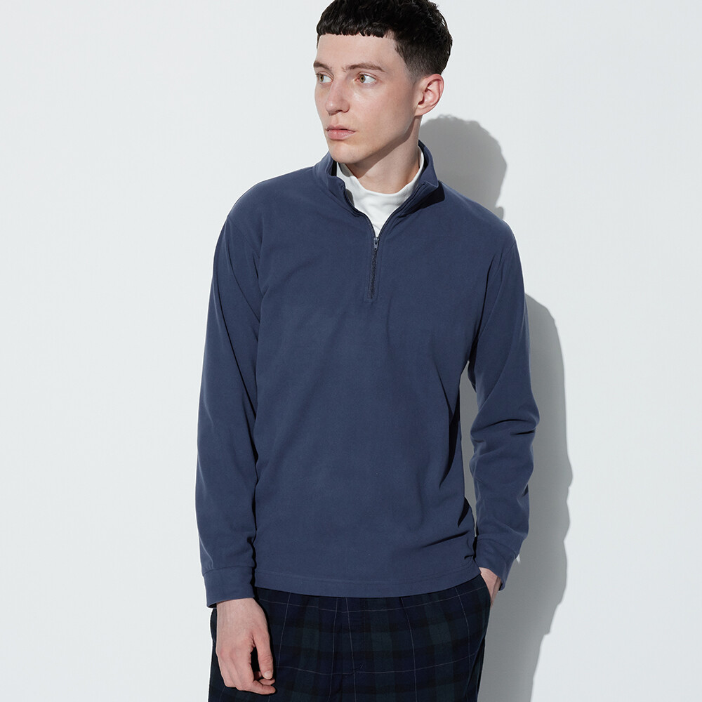 

Пуловер Uniqlo унисекс эластичный флисовый с полумолнией, синий