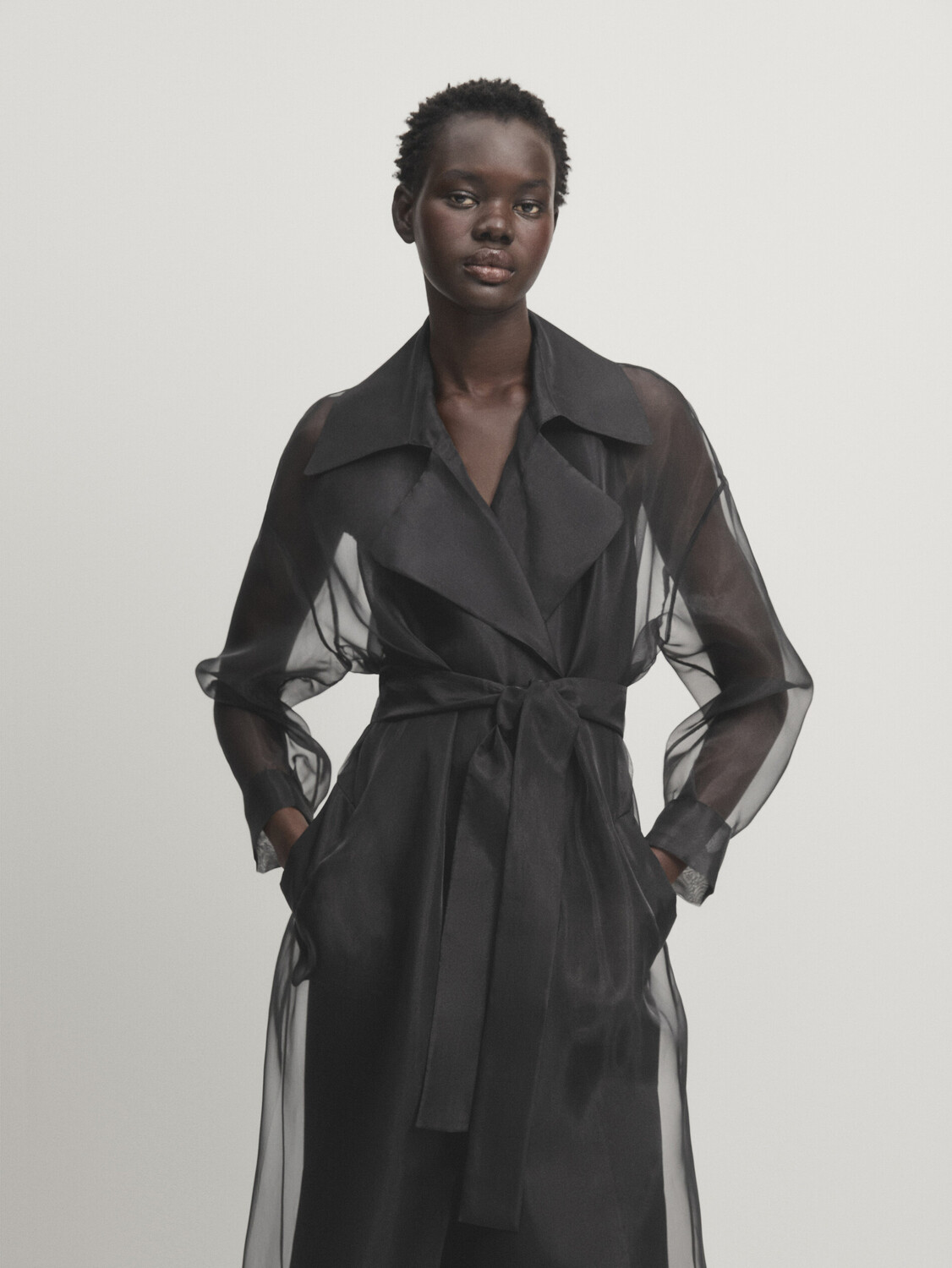 

Пальто из органзы Massimo Dutti, черный