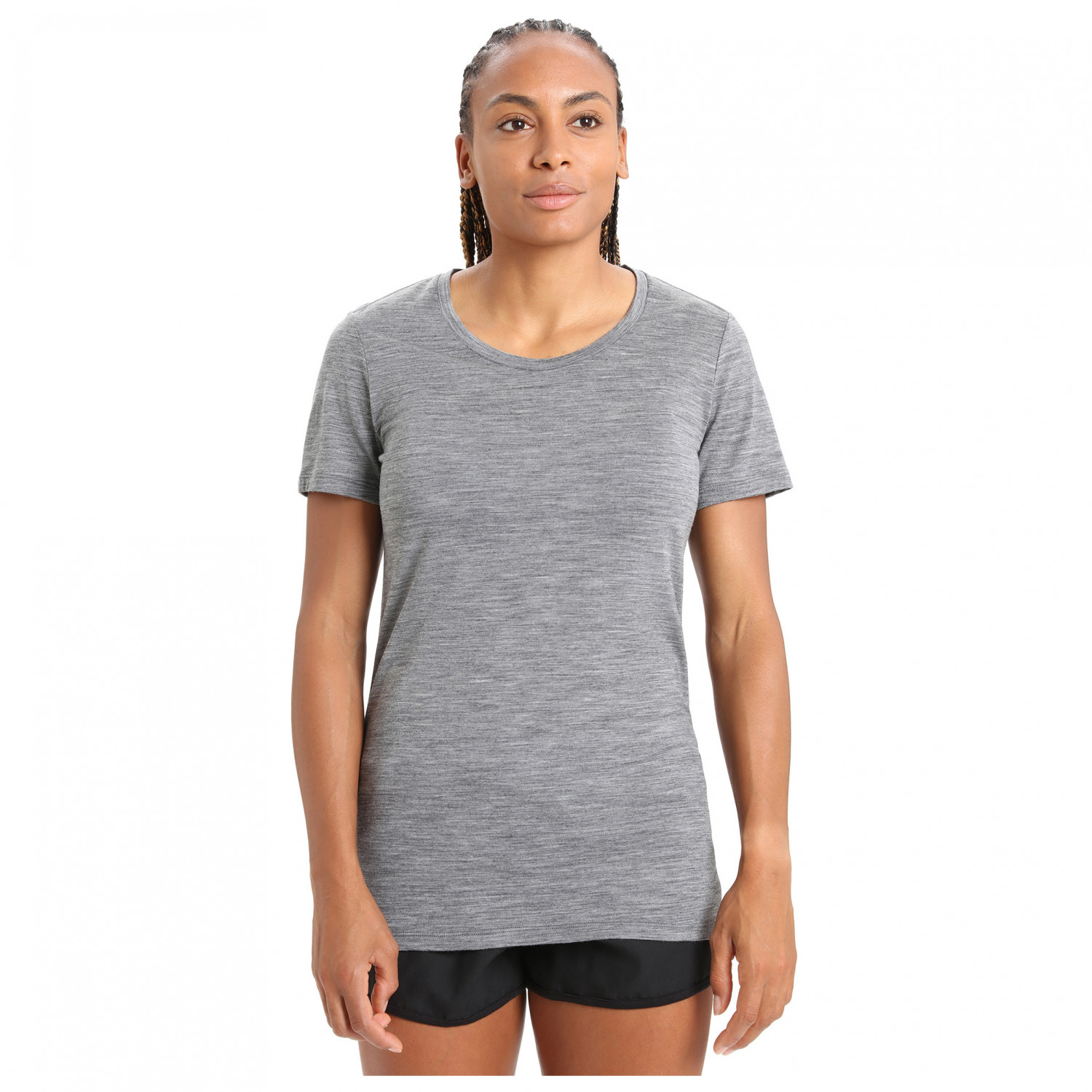 

Рубашка из мериноса Icebreaker Women's Merino S/S Low Crewe, цвет Gritstone Heather