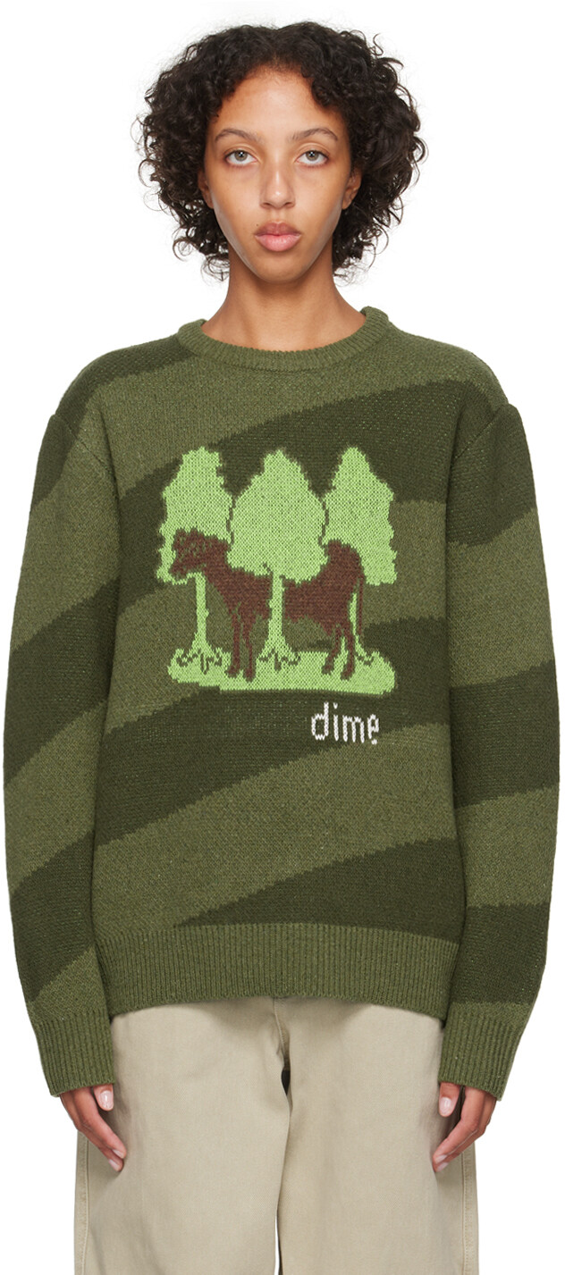 

Зеленый жаккардовый свитер Dime
