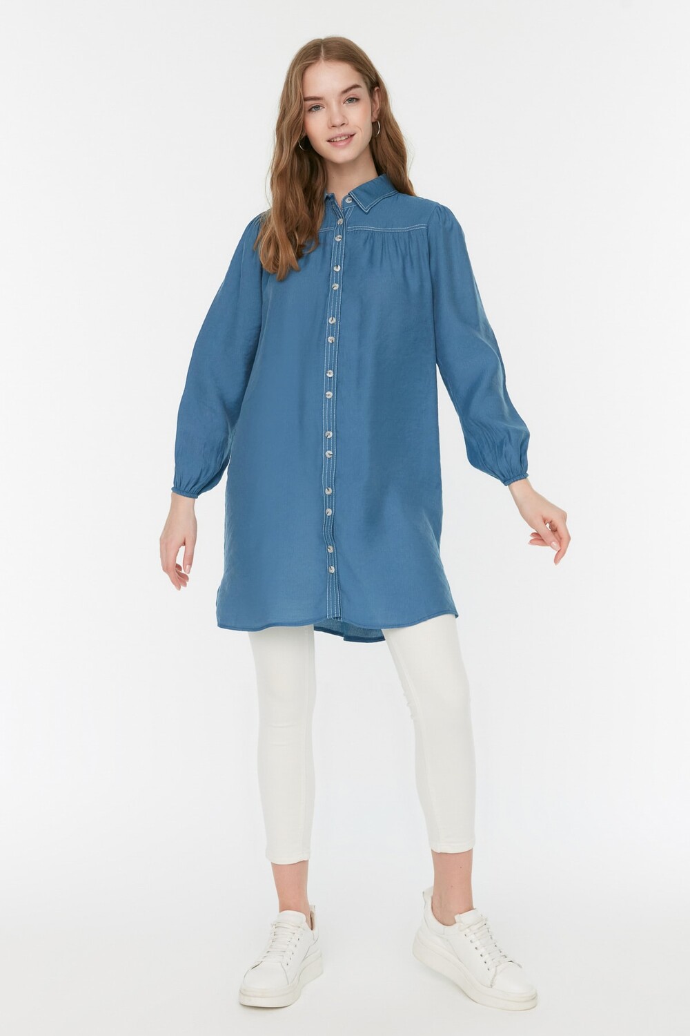 

Рубашка - Темно-синяя - Классический крой Trendyol Modest, темно-синий