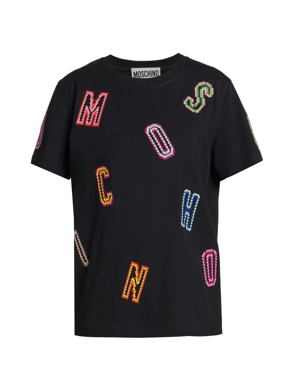 

Футболка с вышитым логотипом Moschino, черный