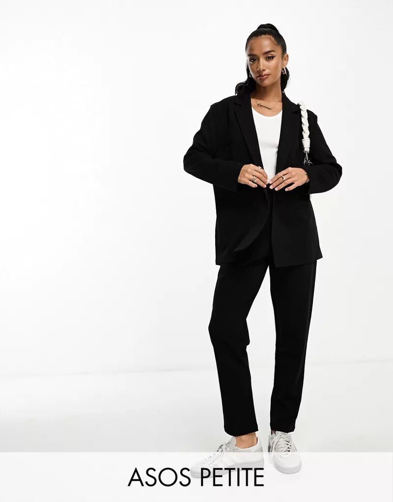 Черный трикотажный пиджак свободного кроя ASOS Petite черный трикотажный пиджак с напуском asos petite
