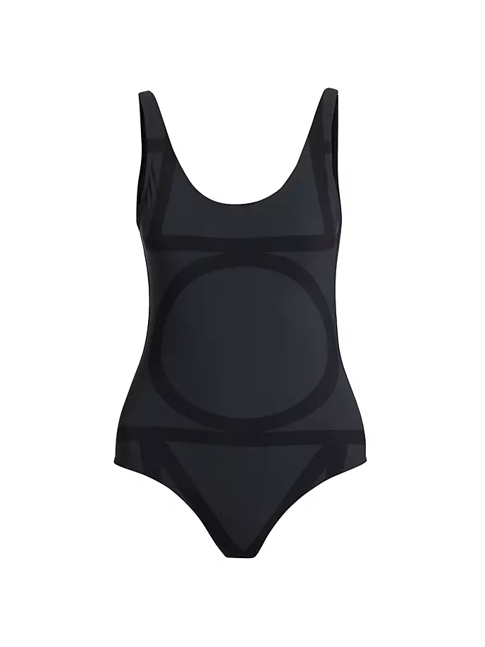 

Сплошной купальник с монограммой Toteme, цвет black monogram