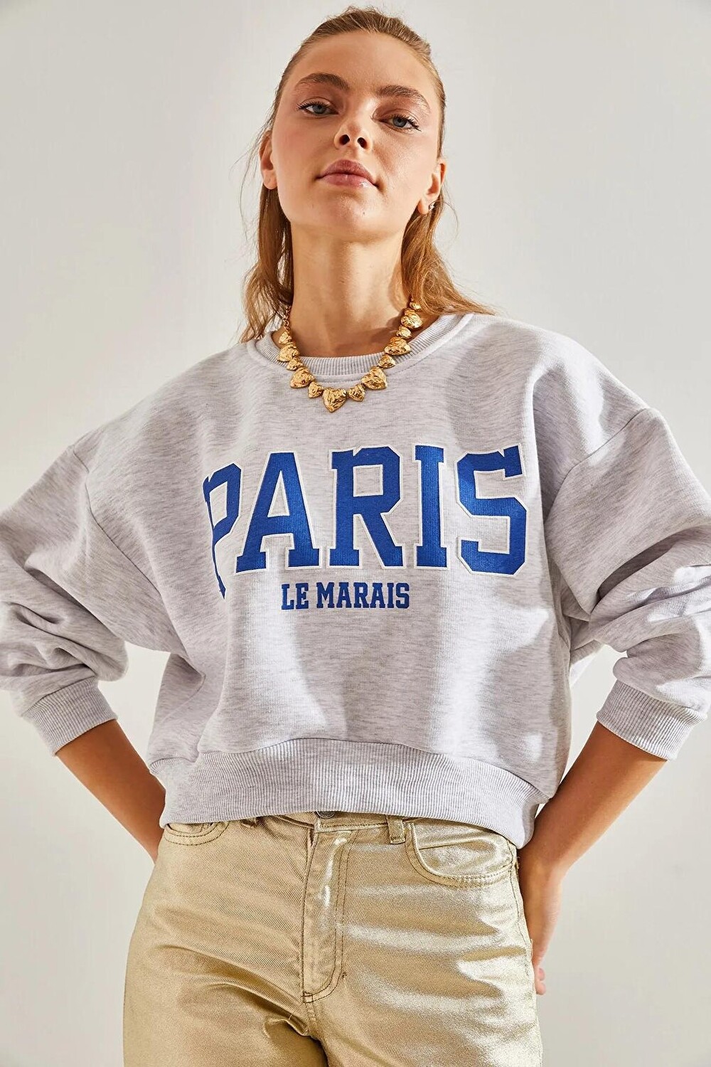 

Женский свитшот с принтом Paris SHADE, светло-серый