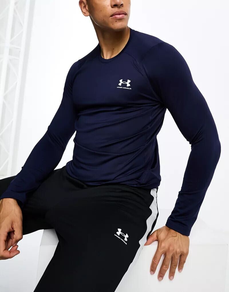 

Темно-синяя приталенная футболка с длинными рукавами Under Armour ColdGear Armor, Черный