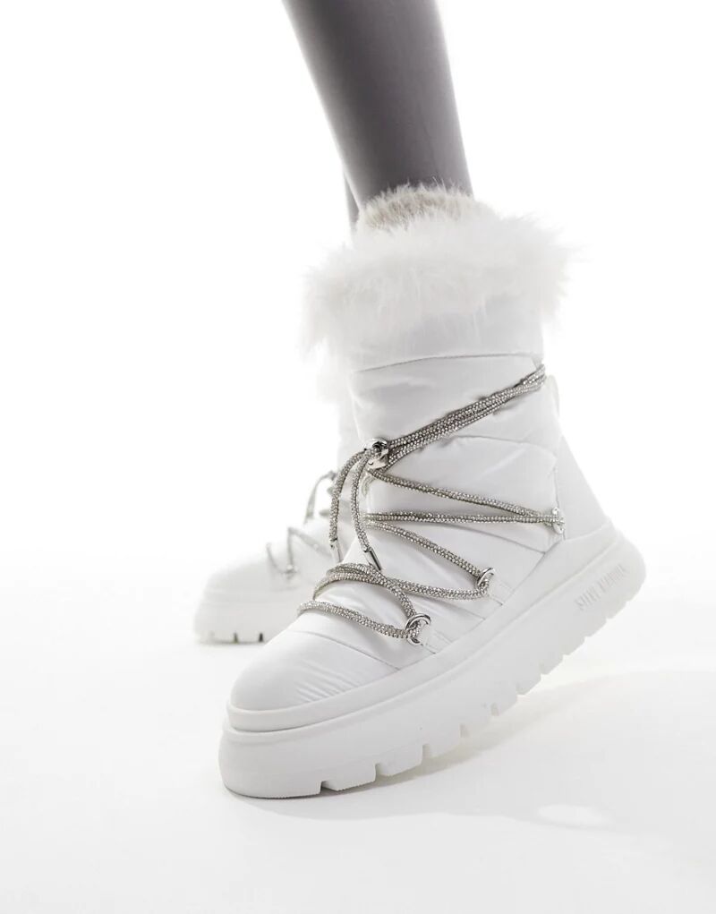 Белые зимние ботинки Steve Madden Ice-Storm с декоративными шнурками зимние ботинки ice storm steve madden белый