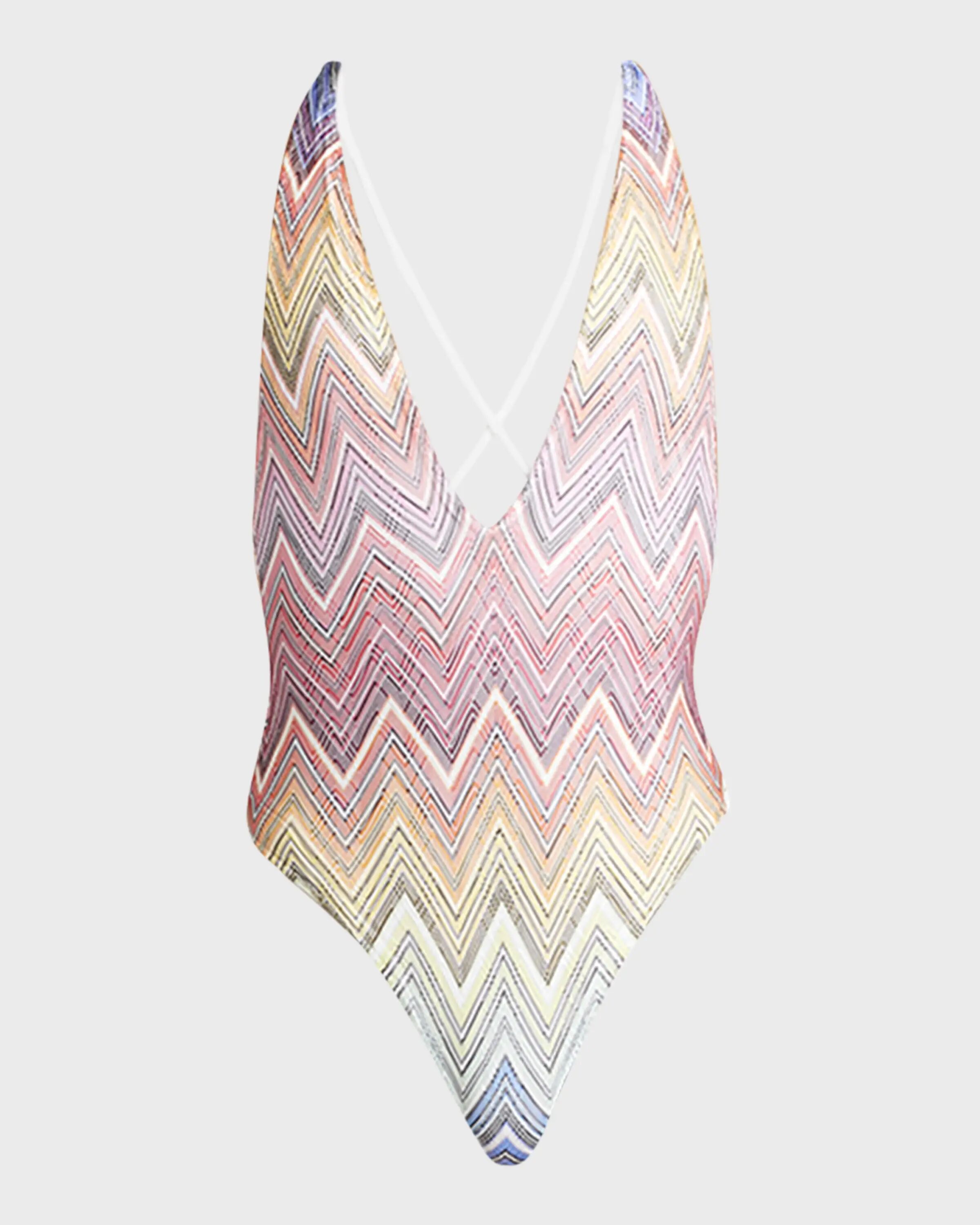 

Цельный купальник с глубоким вырезом и шевроном Missoni, цвет Multicolor Chevron