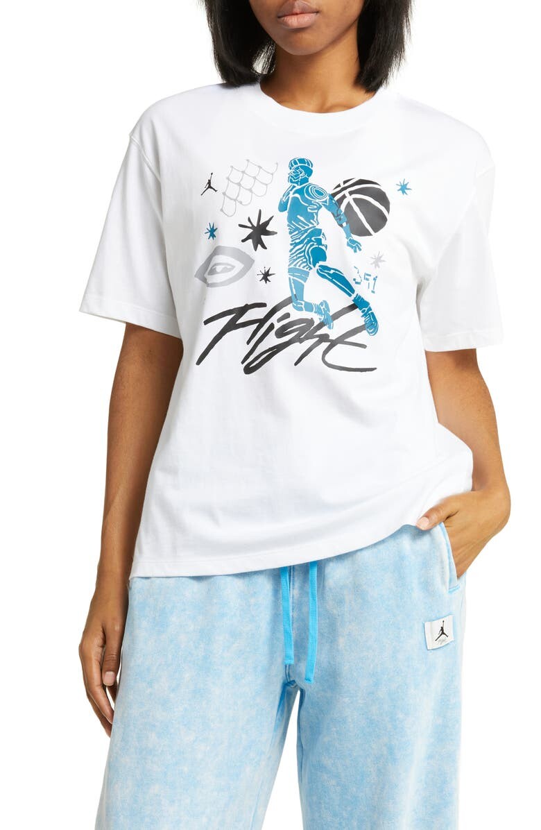 

Футболка Oversize с графическим принтом Flight JORDAN, белый
