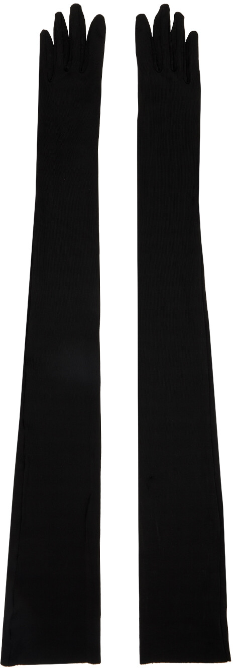 

Черные блестящие перчатки Dries Van Noten