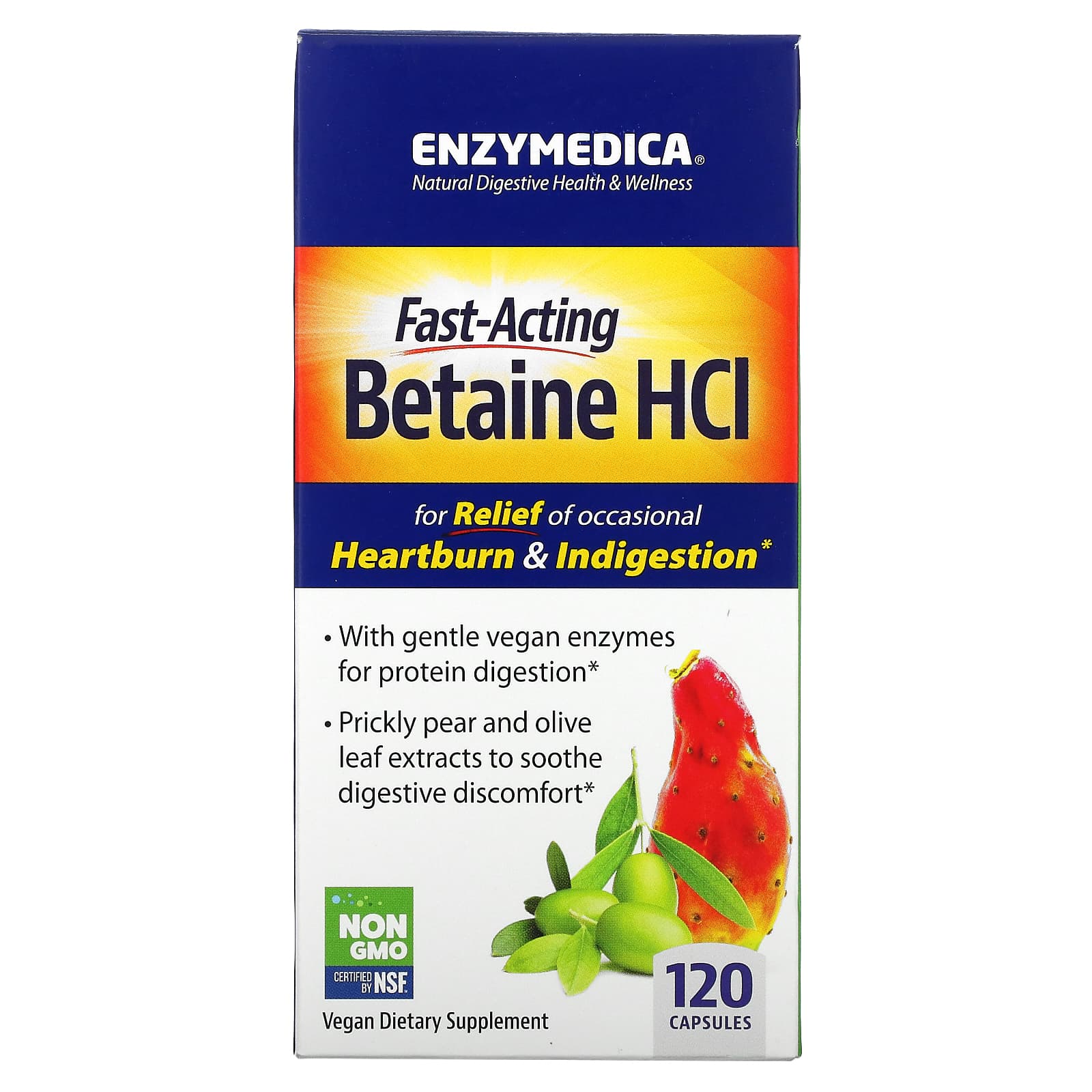 Enzymedica Бетаин HCL 120 капсул nature s life бетаин hcl 648 мг 100 капсул