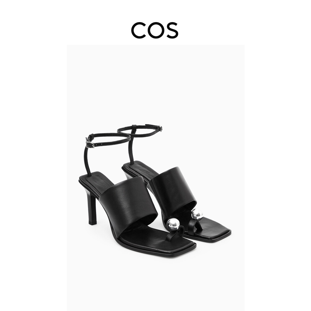 

Босоножки кожаные женские Cos Atelier на высоком каблуке, черный