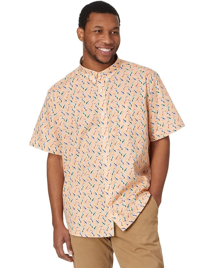 

Рубашка Johnston & Murphy Short Sleeve Toucan Print Shirt, цвет Melon