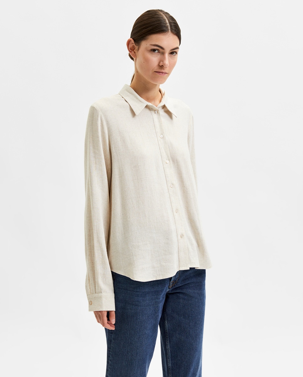 Женская рубашка с длинным рукавом Selected Femme рубашка однотонная с длинными рукавами 0 xs белый