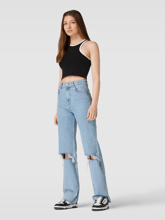 

Укороченный топ с контрастными полосками модель CIARA Gina Tricot, черный