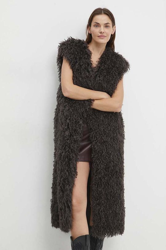 Жилет Answear Lab, коричневый женский жилет без рукавов из искусственного меха плотный теплый жилет из искусственной лисы жилет теплый меховой жилет куртка пальто ве